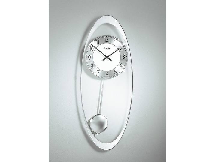 Wanduhr aus hochwertigem Mineralglas, Silber