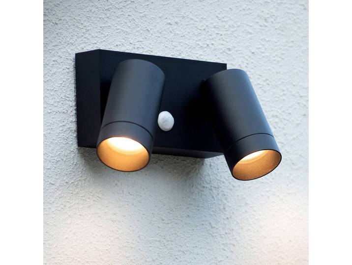 Lucide Aussenwandleuchte mit Bewegungsmelder Taylor, dimmbar, schwarz, Aluminium, Modern