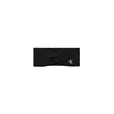 Stirnband CALVIN KLEIN "CK FINE RIB TWIST HEADBAND", Damen, schwarz, Strick, Viskosemischung, unifarben, Mützen Stirnband, aus weichem Strick