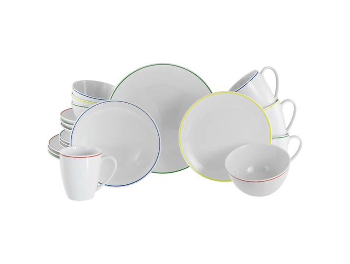 Creatable Kombiservice Luna Color Line, Mehrfarbig, Keramik, 20-teilig, 300 ml,600 ml, lebensmittelecht, stapelbar, Geschirr, Geschirrsets, Kombiservice