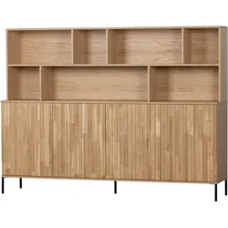 Wandschrank Gravure aus Eichenholz, modernes skandinavisches Design, natur, höhenverstellbare Einlegeböden