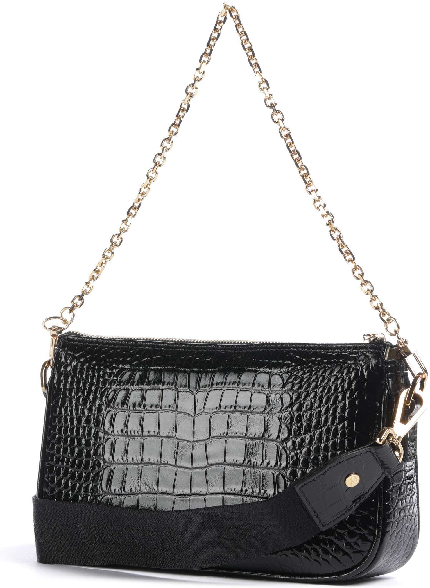 Maison Mollerus Croco Zell Schultertasche aus Leder, schwarz