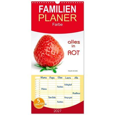 Familienplaner 2027 - Alles in Rot mit 5 Spalten (Wandkalender, 21 x 45 cm) CALVENDO