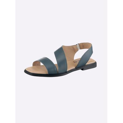 Sandale HEINE, Damen, Gr. 40, Leder, blau (marine), Glattleder, Leder, Rindsleder, Schuhe Sandale