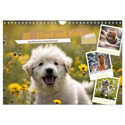 KI - Hund und Katz `des Menschen bester Freund (Wandkalender 2026 DIN A4 quer), CALVENDO Monatskalender
