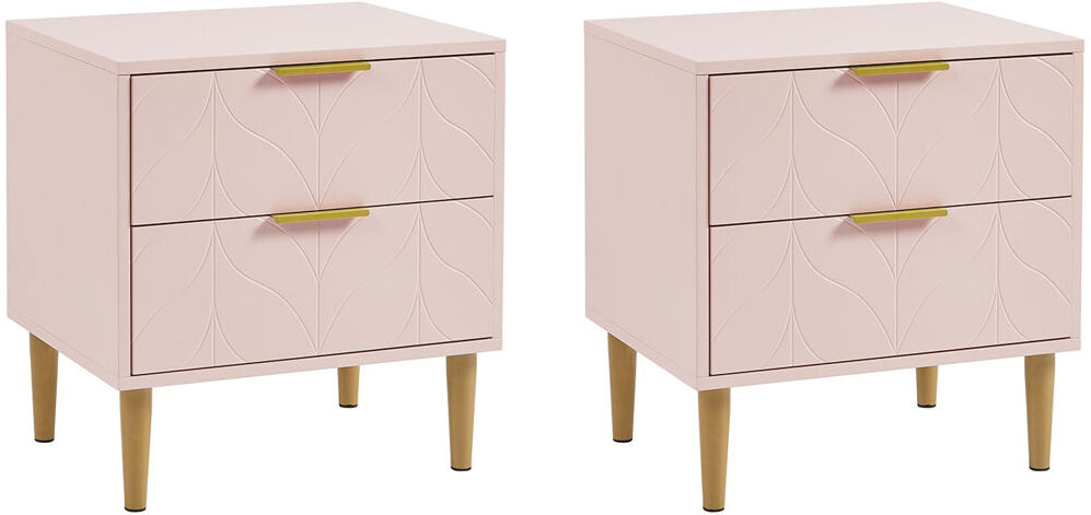 Fjørde & Co Adams 50 cm W Bedside Table Pink 53.5cm H X 50cm W X 40cm D