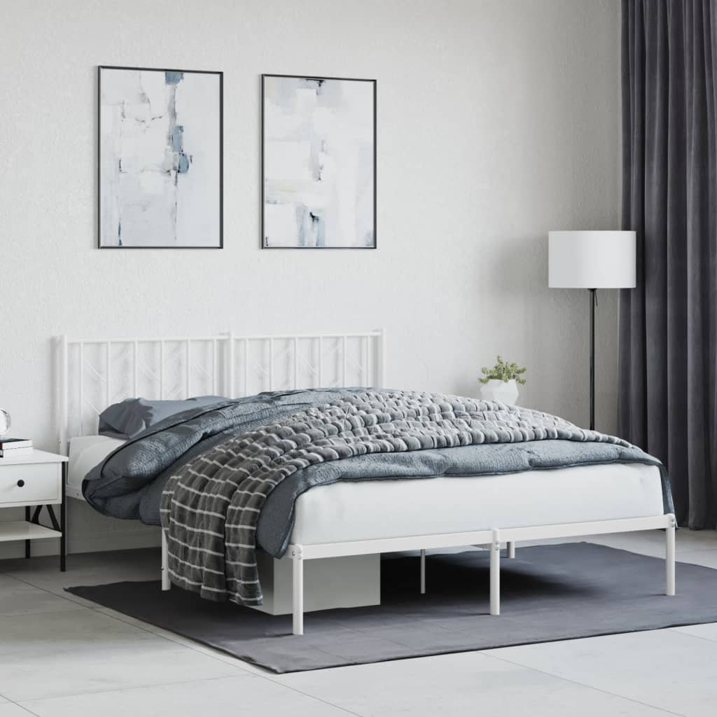 vidaXL Bed Frame White King (5')