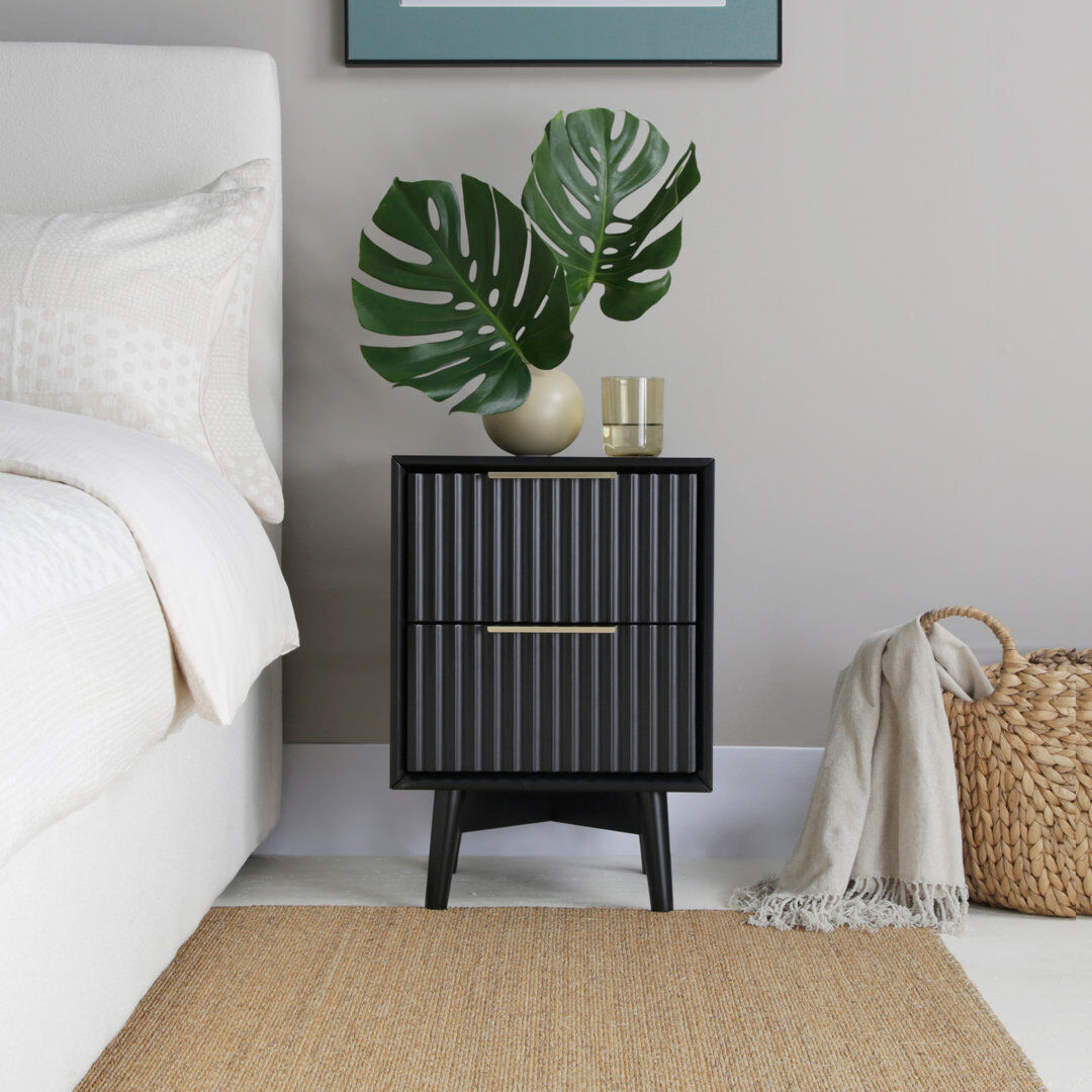 Norden Home 38cm W Bedside Table Black 54.5cm H X 38cm W X 32cm D
