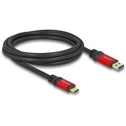Delock USB-Kabel USB-A Stecker, USB-C® Stecker 2.00 m Schwarz, Rot 80618