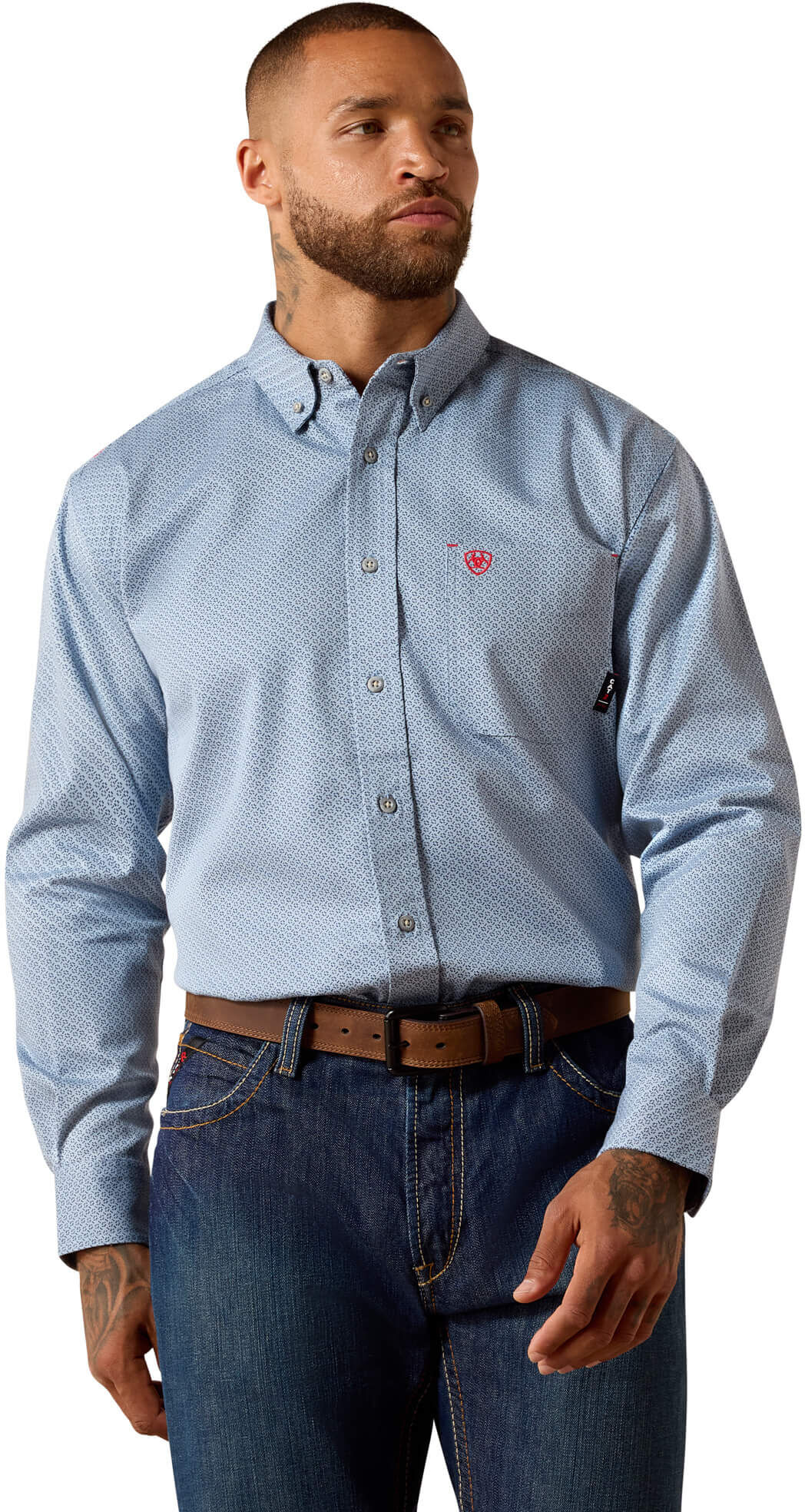 Men's Flame-Resistant Mantle Work Shirt in Dusty Blue, Size: 3XLT by Ariat