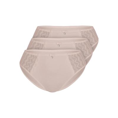Slip SASSA "3er Pack Slip Beautiful Classic", Damen, Gr. 42, 3 Stk., Spitze, beige (nude), Spitze, , figurbetont, Unterhosen Slip