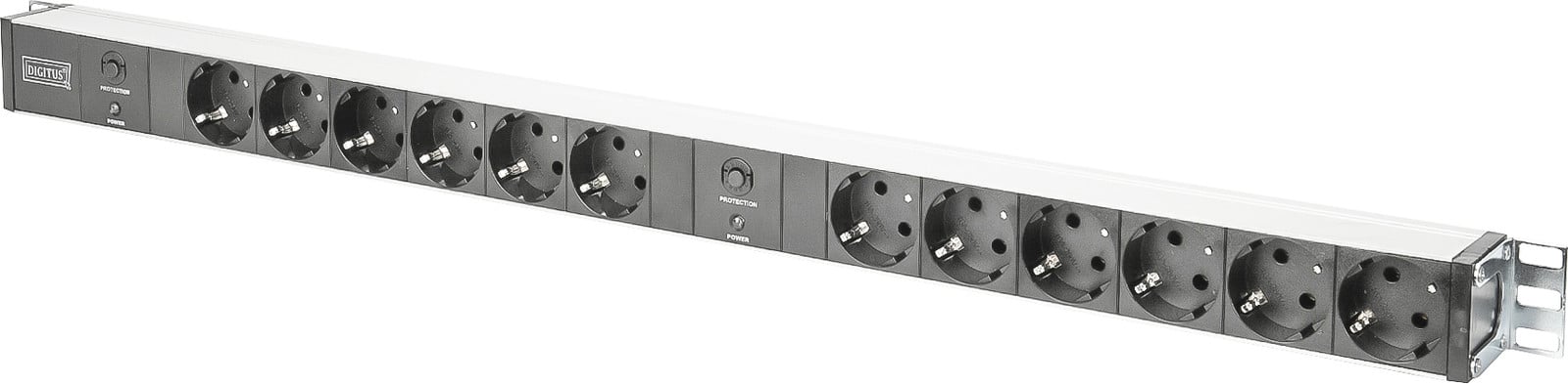 DIGITUS DN-95405 19 inch stopcontactstrip met 12 aansluitingen en overbelastingsbeveiliging