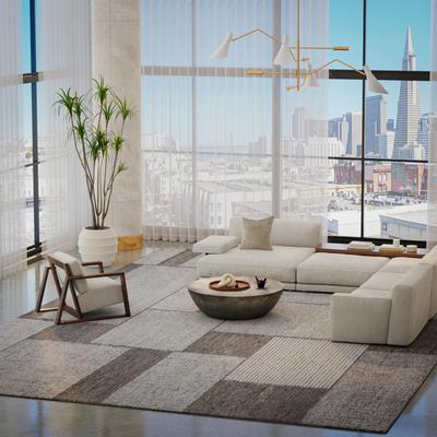NAVATEXTURA Maude Hand-Tufted Color-Block Grey/Ivory Area Rug