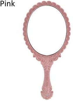 Fusion Finds Vintage Handheld Makeup Mirror Elegant Handheld Makeup Mirror With European Antique Vanity Design pink