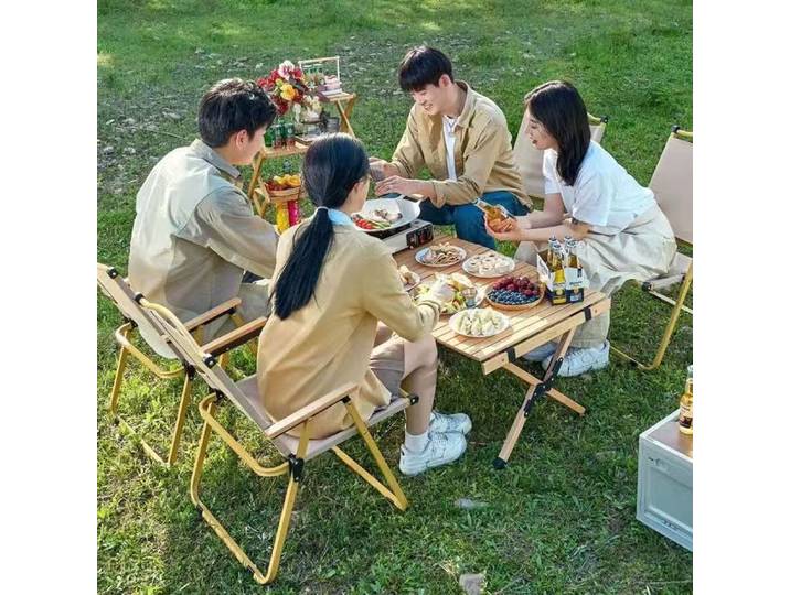 Ensemble table et chaises de camping pliantes portables pour la pêche et le camping, ensemble de chaises pliantes type « egg roll »