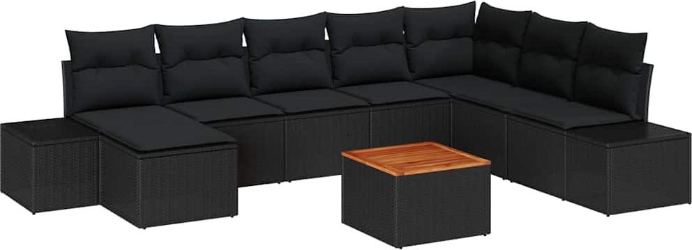 Garten-Sofa-Set 9 pcs Schwarz