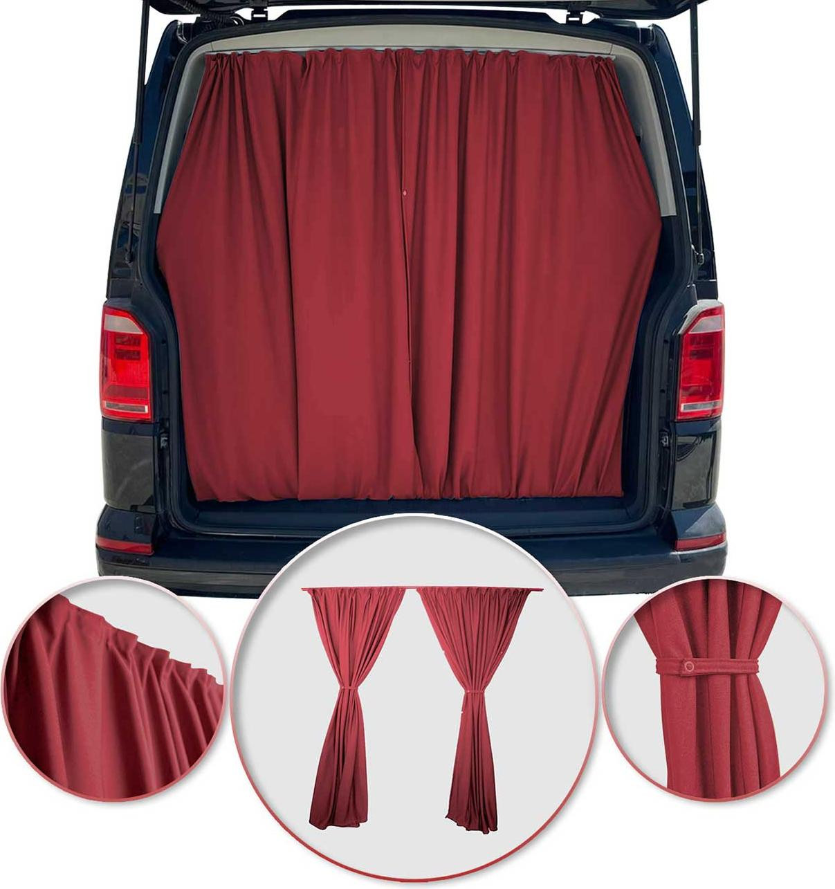 Omtec Maatwerk zonwering voor achterklep van Iveco Daily H3, gordijnen, rood