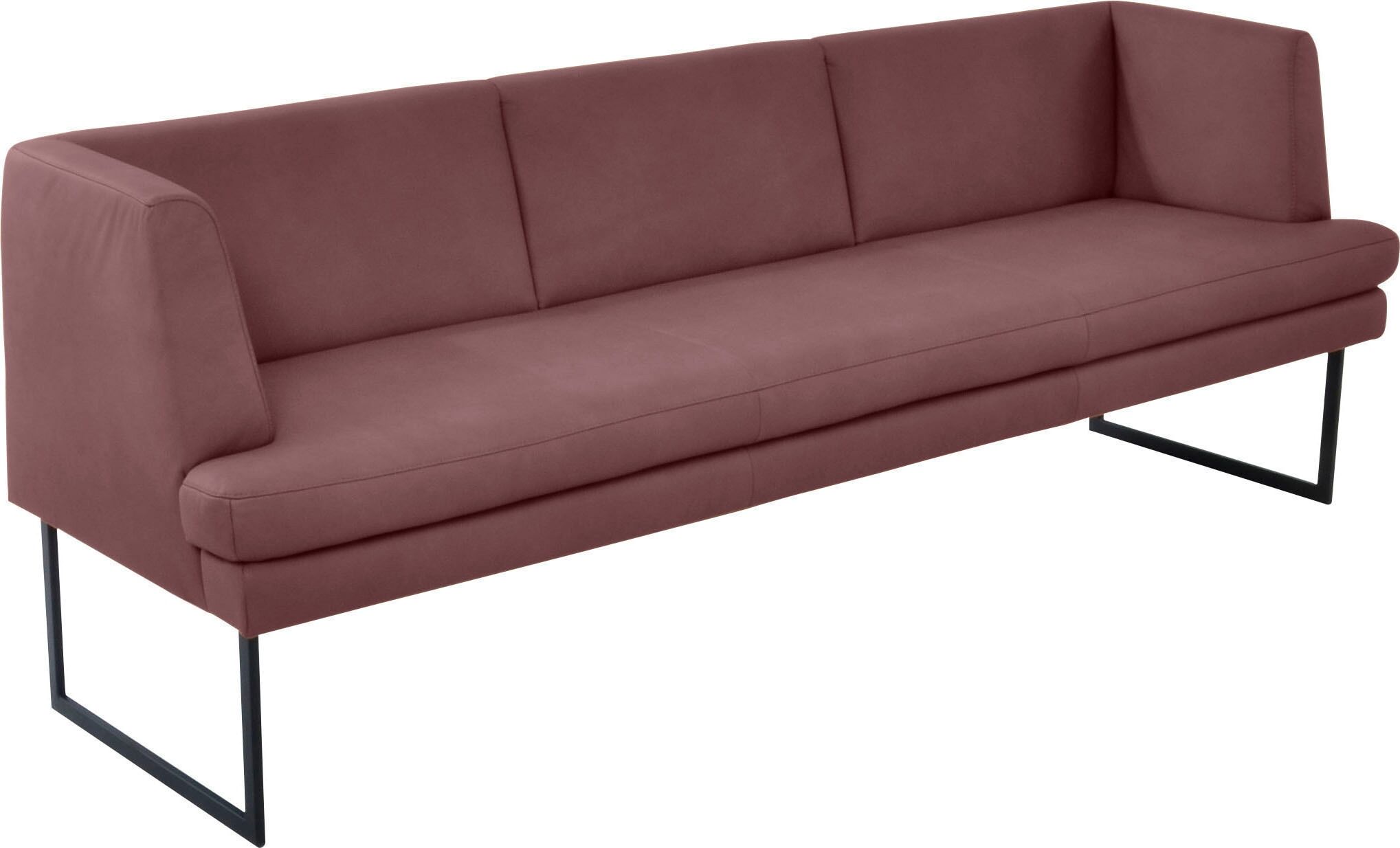Polsterbank K+W KOMFORT & WOHNEN "Cube", rot (cabernet 15), B:229cm H:82cm T:67cm, Sitzbänke, Polsterbank, Hammerkissenoptik, 2 Breiten, Metallkufe schwarz cabernet 15 B/H/T: 229cm x 82cm x 67cm, Leder CLOUD