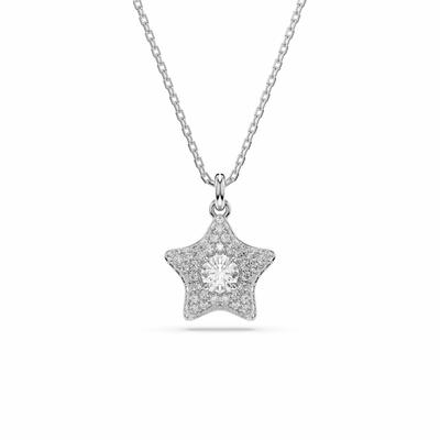 Kette mit Anhänger SWAROVSKI "Schmuck Geschenk SUBLIMA Halskette", silber (metallfarben, kristallweiß), Halsketten, Damen, Metall, mit Swarovski Kristall