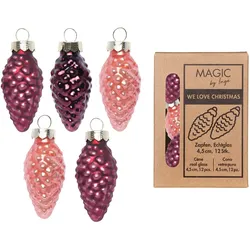 12 Glaszapfen 4,5cm Christbaumschmuck Weihnachtskugeln Weihnachtsschmuck weinrot