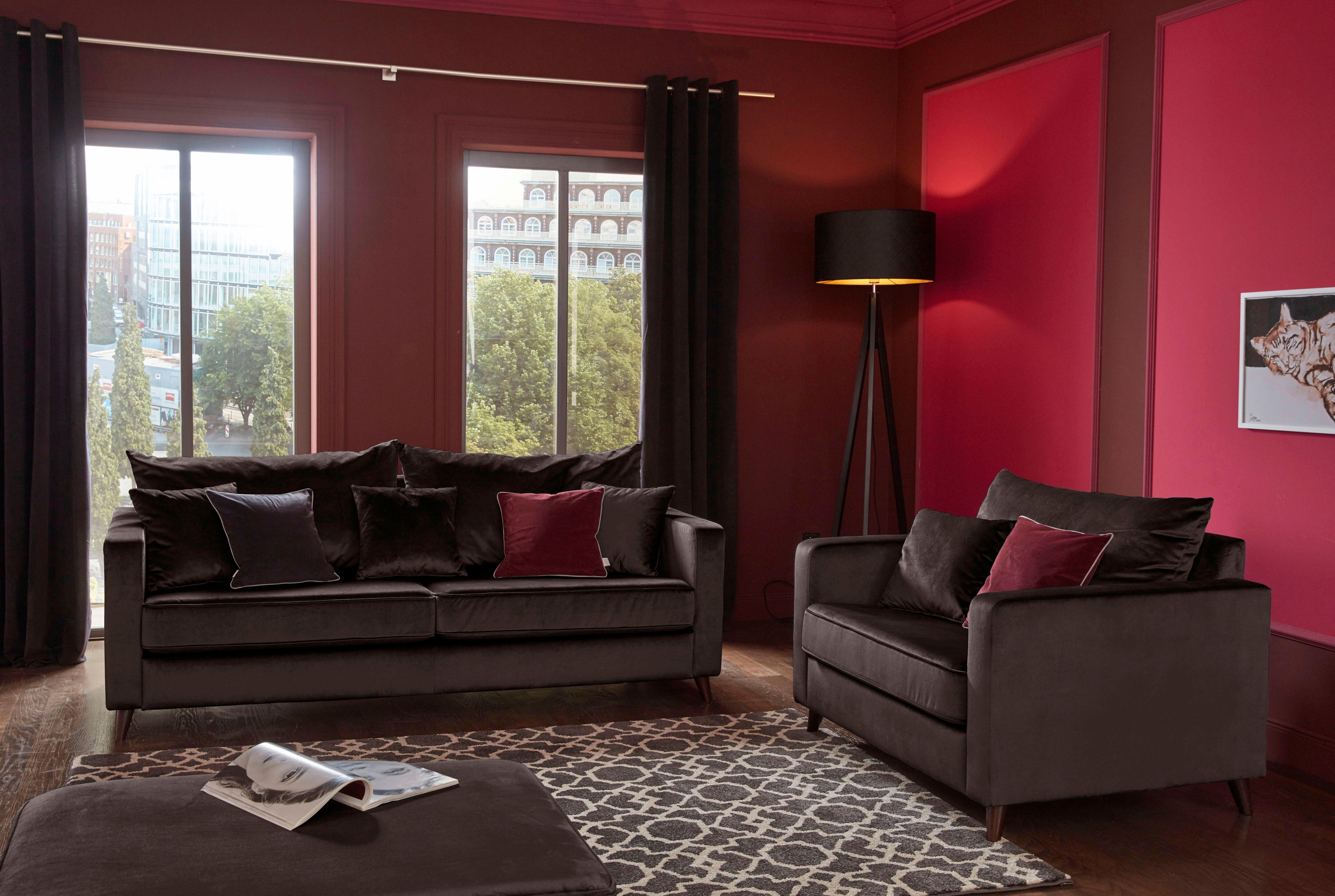 Hocker HOME AFFAIRE "Renesse", braun (espresso), B:91cm H:44cm T:71cm, Luxus-Microfaser ALTARA NUBUCK (100% Polyester);Samtvelours 100% Polyester, Hocker, Hocker