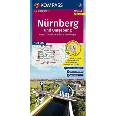KOMPASS Fahrradkarte 3343 Nürnberg und Umgebung 1:70.000, Sonstige von , KOMPASS Freytag & Berndt, 978-3-99154-345-9