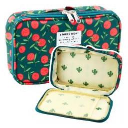 Lean Toys Federmäppchen, Schul-Organizer, Kosmetiktasche, Kirschen, Grün, 22,5 cm (66649235)