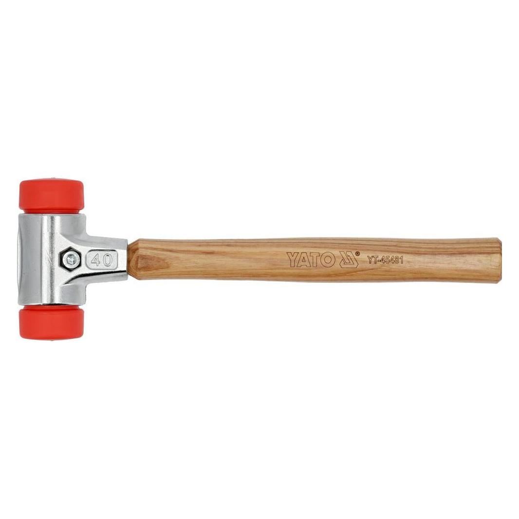 Yato Pflasterhammer Schonhammer, 40 mm,Gummihammer, Einsätze Ultra-Polyethylen (522 g) (YT-45481)