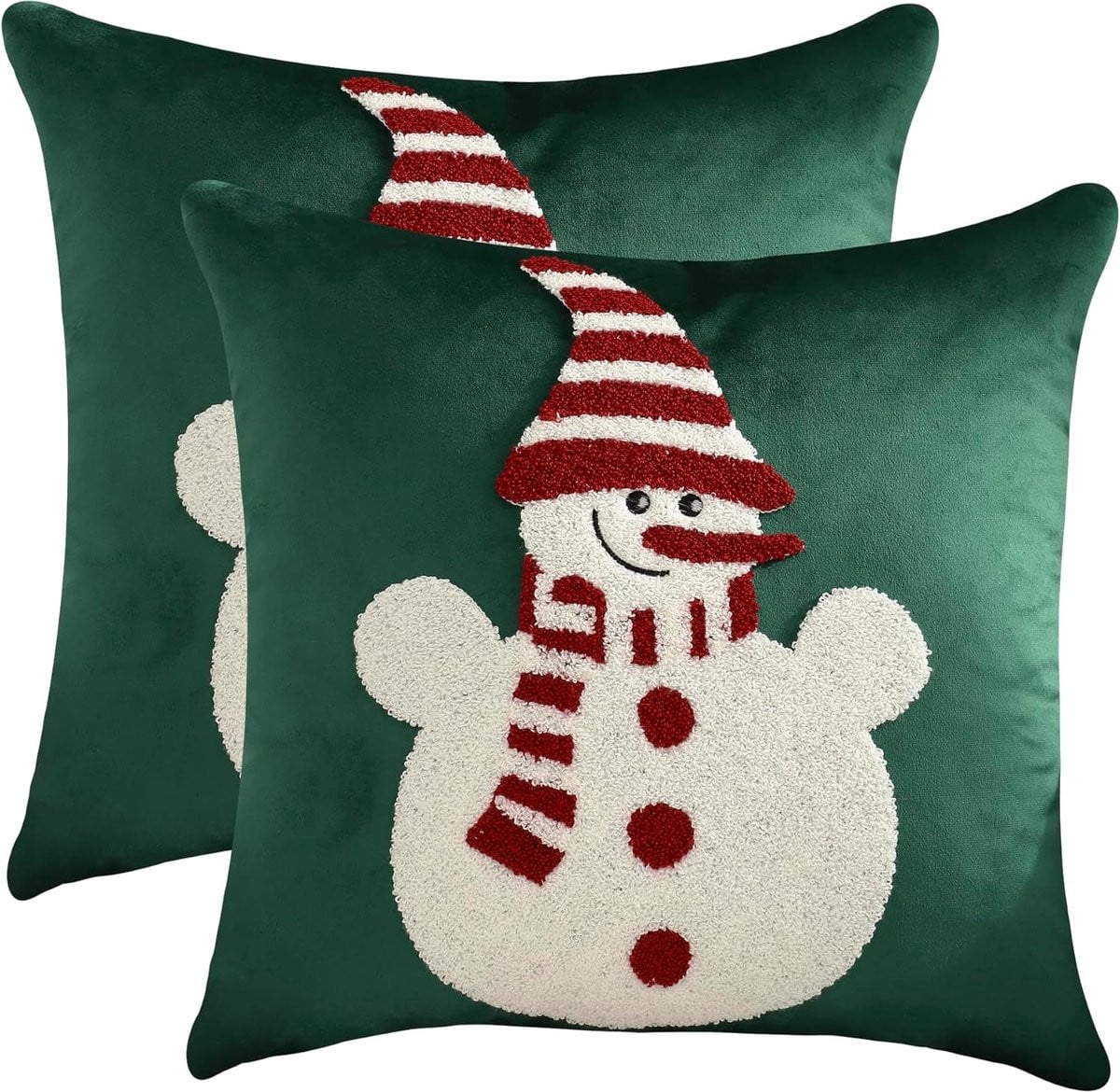 Set van 2 Groene Sneeuwman Kussenslopen 45x45 cm - Winter Decoratie