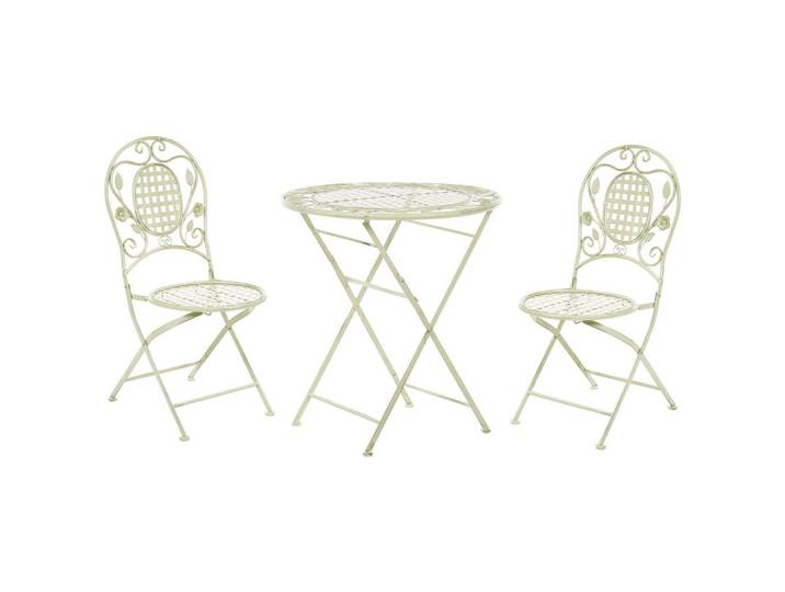 Beliani Balkonset 2-Sitzer Metall Klapptisch hellgrün Bivio, Grün, Gartenmöbel, Gartengarnituren, Balkonmöbel-Sets