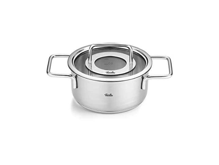 Fissler Collection Pure Faitout En Acier Inoxydable (16 cm\, 1\,9 l) Avec Couvercle En Verre Et Graduation Intérieure\, Compatible Induction\, Argenté