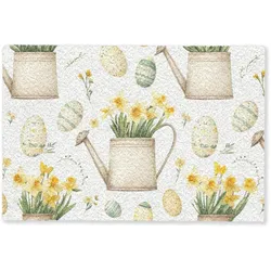 FUSSMATTE Gießkanne - Blumen - Eier Teppichmatte 60x40 cm
