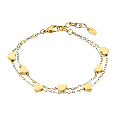 Armband LOTUS "Essentials - Herzen", gold (gelbgoldfarben), Armbänder, Damen, 19cm, Edelstahl, Armband