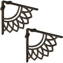 Relaxdays Regalträger, 2er Set, Gusseisen, Mandala-Motiv, antikes Design, Winkel für Regalbretter, Regalhalter, bronze