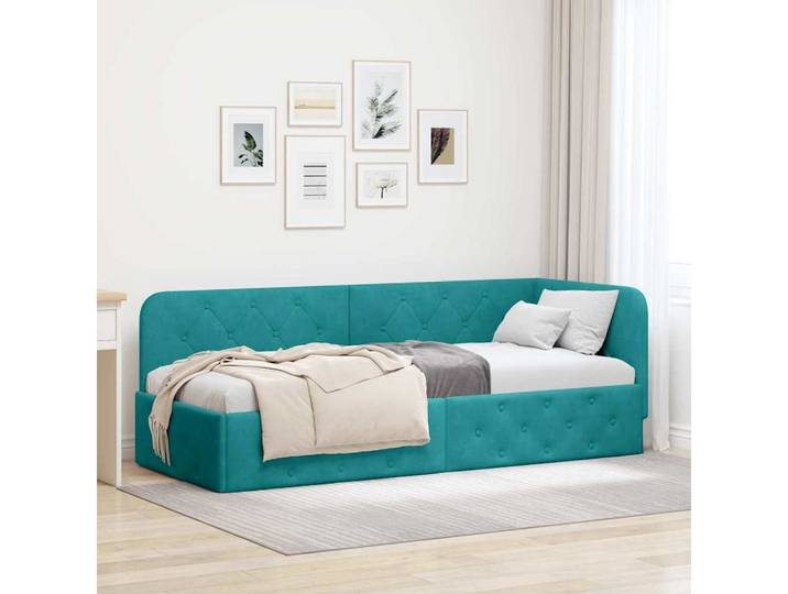 furnicato Bettgestell Eckbettgestell 194 x 94 x 72 cm Türkis (1-tlg), Umwandelbares Schlafsofa mit umkehrbaren Armlehnen für dein Zimmer