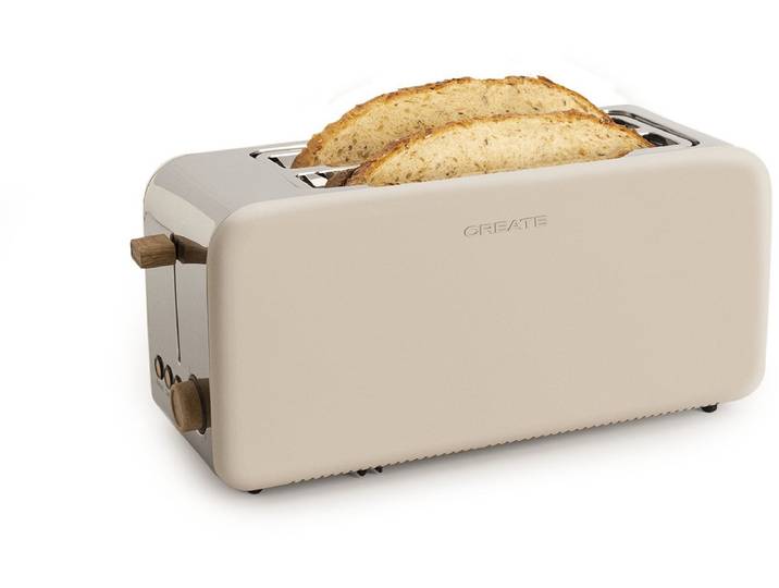 CREATE - Broodrooster voor breed brood - 6 Roosterniveaus - 1500W - Zand - TOAST RETRO XL