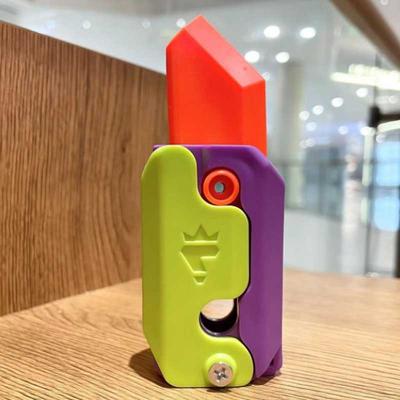 Inspire Daily Merch Stress Reducing Toys Gravity Flip Carrot Knife, 3D Luminous Carrot Knife Pushcart Small Toys Pocket Size purple