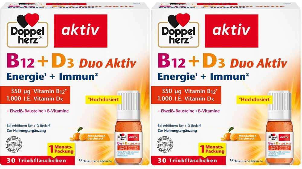 Doppelherz® aktiv Doppelherz aktiv B12 + D3 Duo Aktiv Energie+Immun Doppelpack 2x30 St Trinkampullen