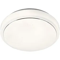 LED Deckenlampe Sternenhimmeleffekt Badezimmerleuchte IP44 Badleuchte dimmbar über CCT Schaltung, Metall weiß, 12W 1200Lm warm-neutralweiß, DxH 28x8,5 cm