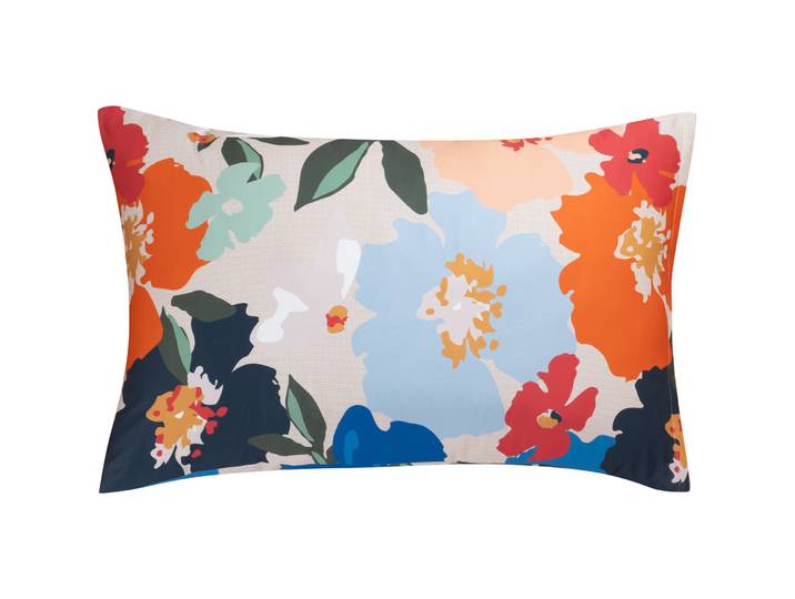 Esprit Kissenbezug Charlotte bunt Blumenmuster Baumwolle B 100 T 65 cm - Material: Baumwolle Satin - Kissenbezug