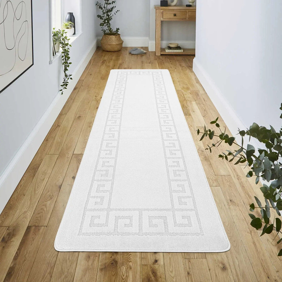 Quality & Style Geometric Area Rug White Runner 80 x 300 cm