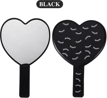 Inspire Curations Heart Shaped Handheld Vanity Makeup Mirror black