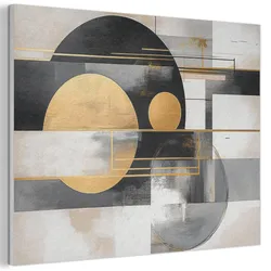 AKUSTIKBILD Abstrakt - Gold - Silber - Formen - Ästhetisch - Modern Gemälde 80x60 cm