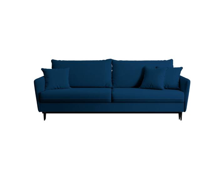 Dreisitziges ausklappbares Sofa Volio, samtblau, wasserabweisend,