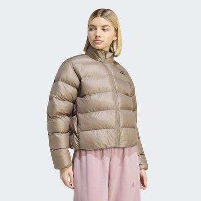 Outdoorjacke ADIDAS SPORTSWEAR "ESSENTIALS", Damen, Gr. L, beige (khaki six), Obermaterial: 100% Polyester, Jacken Outdoorjacke