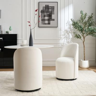 "GDFStudio - 20.47"" Mid Century Modern Round Velvet 360 Degree Swivel Armless Barrel Accent Chair"