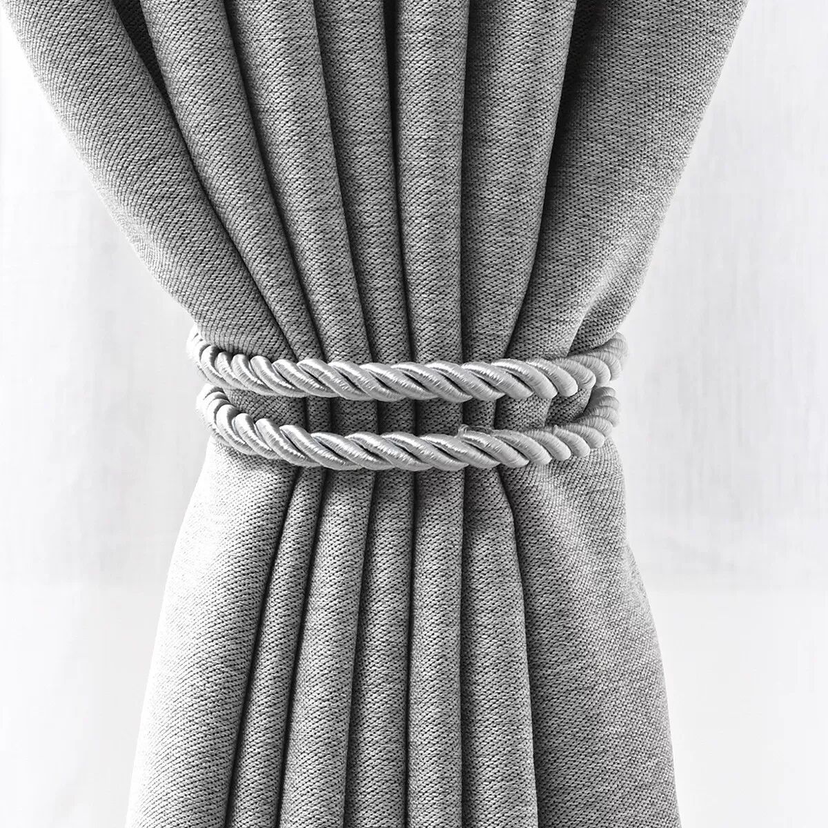 INF Ensemble de 2 embrasses de rideaux, embrasses de rideaux tissées Gris