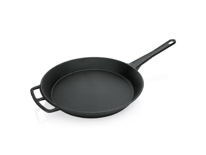 TAMLED Riesenpfanne Ø 65 cm Eisengusspfanne Kochvorführung Nudelpfanne Gemüsepfanne Pilzpfanne Bratpfanne Stadtfest Vereinsfest Familienfeier Großfamilie Gartenparty Bratgut Eventkochen