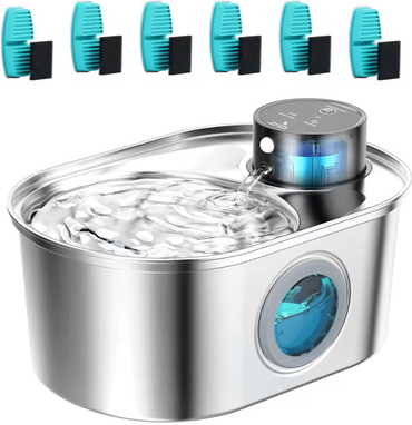 Inspire Curations AquaSense Wireless Stainless Steel Pet Water Fountain pet Water With 6chip