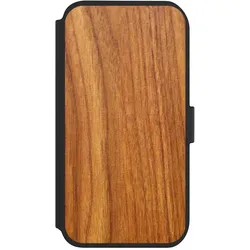 Nivocase Klapphülle für Apple iPhone 11 Handyhülle aus Kunst Leder NIVOflip schwarz Holz Holzoptik Lärche (Apple iPhone 11), Smartphone Hülle, Schwarz